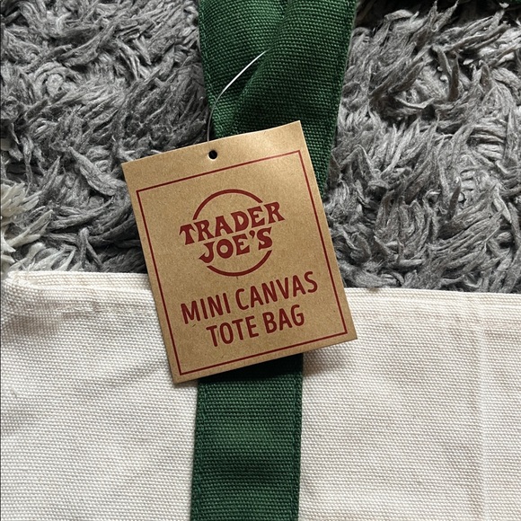 BRAND NEW ITEM. Trader Joe’s mini canvas tote bag. Green. New with tag. - Picture 2 of 2